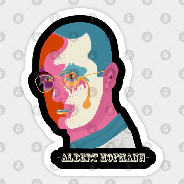 Albert Hofmann Portrait- Trip Style - colorful illustration Sticker by Boogosh